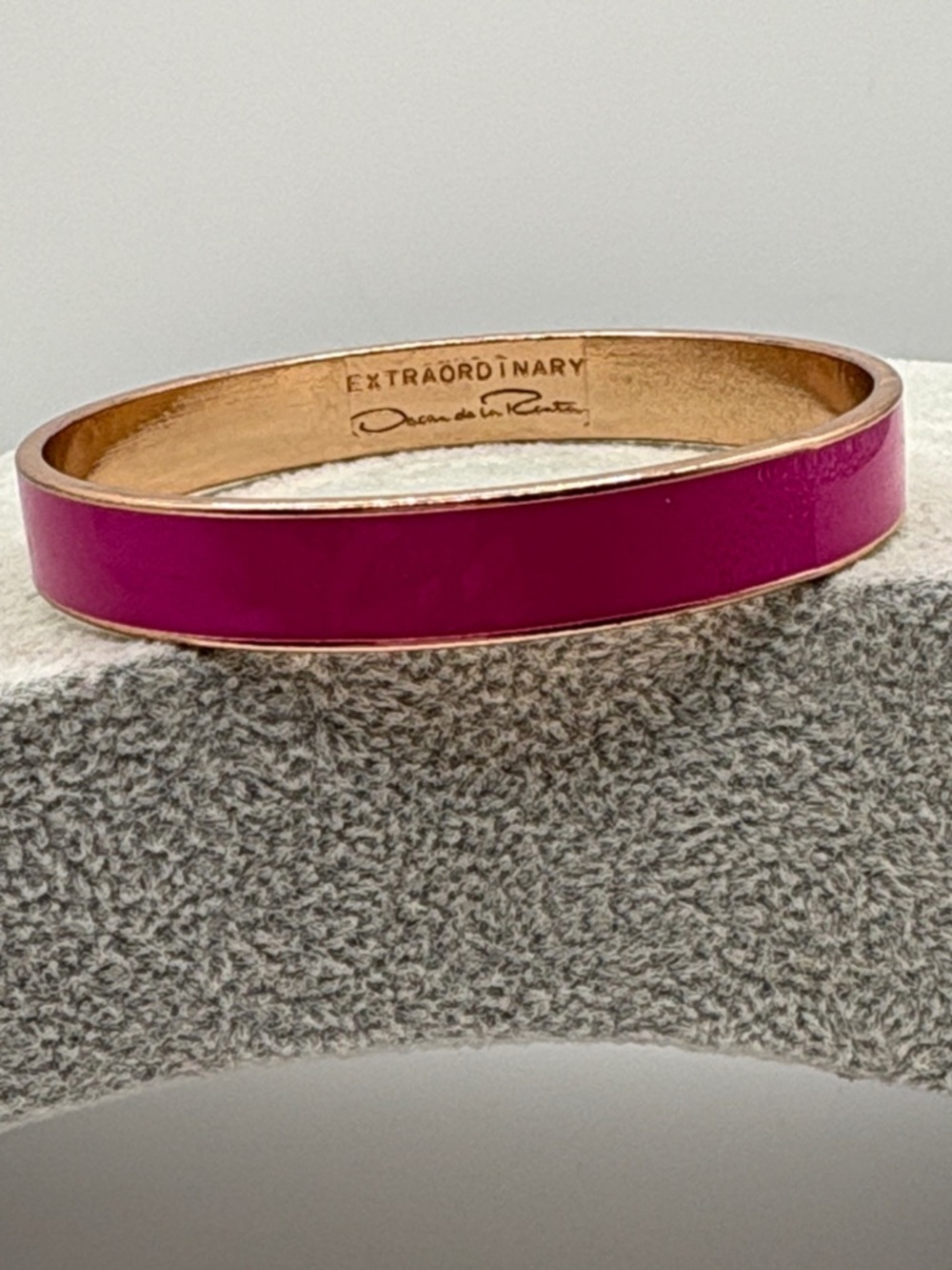 Oscar de la Renta Rose Fuchsia Enamel Bracelet with Rose Gold-Tone Trim 6-7”